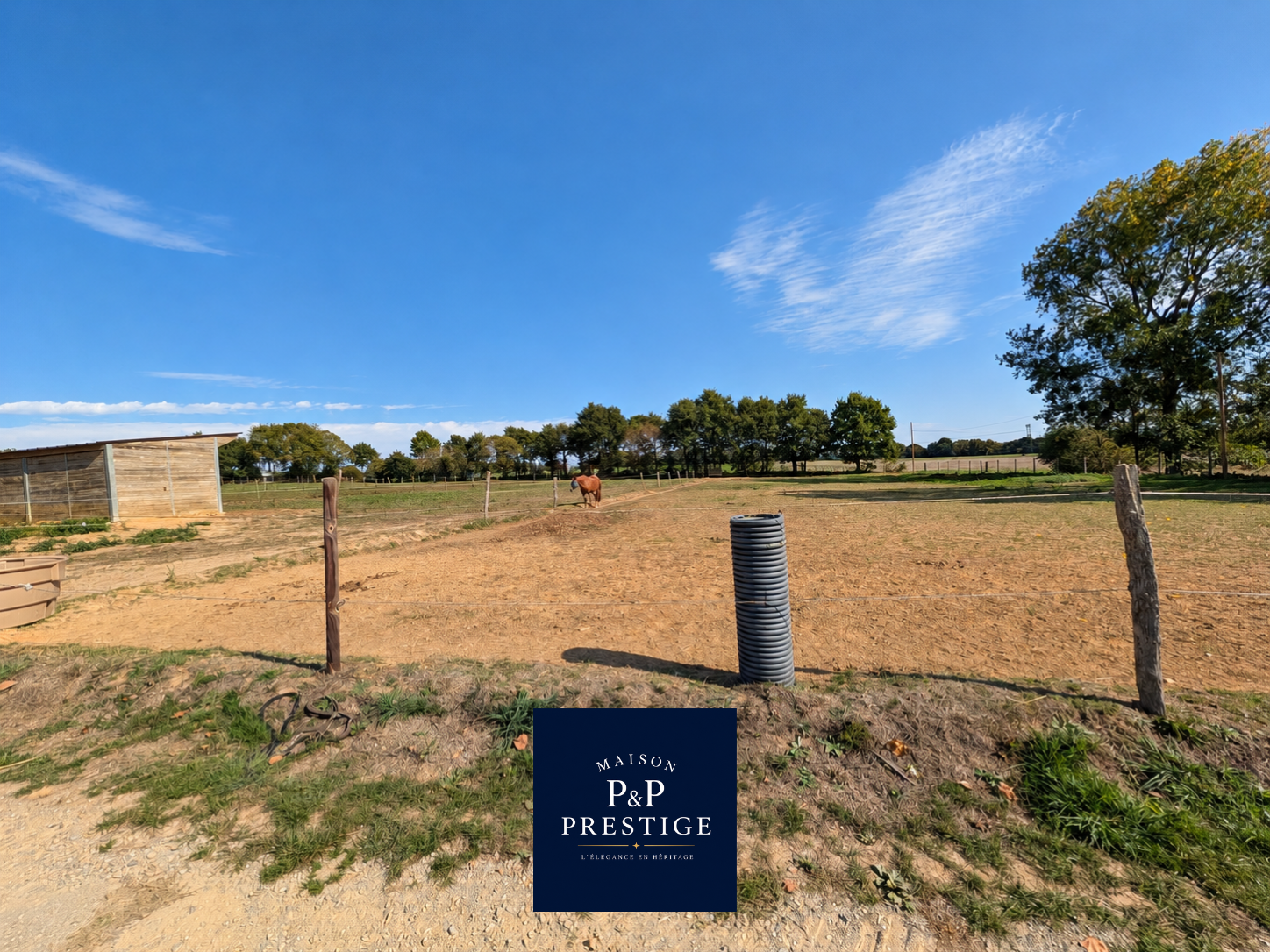 Vue 5 de Haras sur environ 20,5 hectares – 21 boxes, piste de 900 mètres et maison en pierre